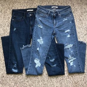 Two pairs of Levi’s Skinny Filiforme jeans.